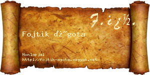 Fojtik Ágota névjegykártya